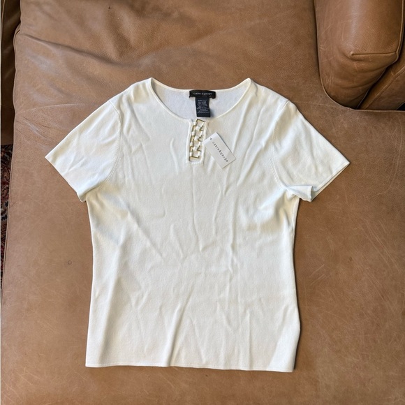 Cable & Gauge Tops - Cable & Gauge Missy Shirt Womens Large White Tee Stretch Round Neck NWT